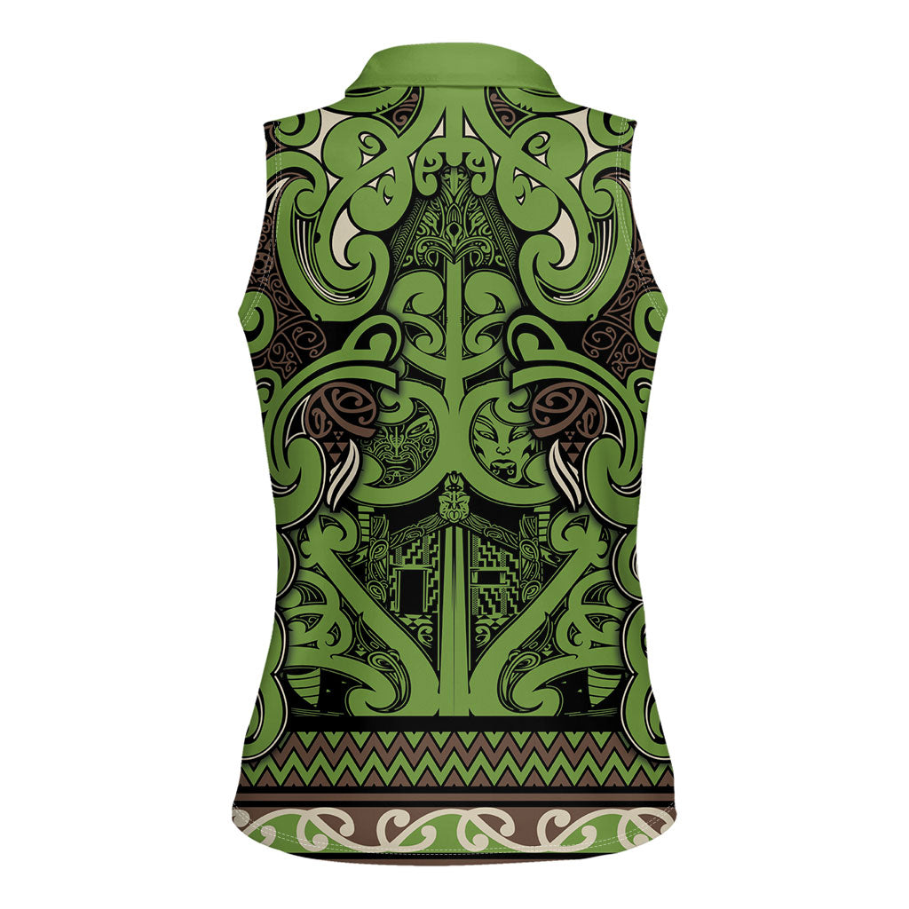 Aotearoa Iwi Ngati Raukawa Women Sleeveless Polo Shirt Maori Wharenui House Tribal Pattern LT9 - Polynesian Pride