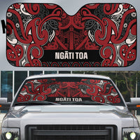 Aotearoa Iwi Ngati Toa Auto Sun Shade Maori Wharenui House Tribal Pattern LT9 Dark Red - Polynesian Pride