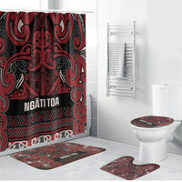 Aotearoa Iwi Ngati Toa Bathroom Set Maori Wharenui House Tribal Pattern LT9 Bathroom Set (4 pcs) Dark Red - Polynesian Pride