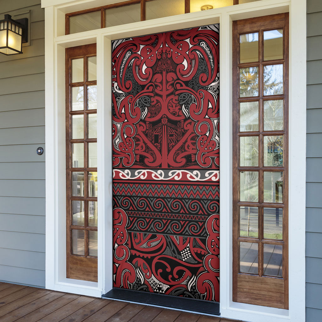 Aotearoa Iwi Ngati Toa Door Cover Maori Wharenui House Tribal Pattern LT9 - Polynesian Pride
