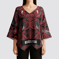 Aotearoa Iwi Ngati Toa Kimono Sleeve Blouse Maori Wharenui House Tribal Pattern LT9 - Polynesian Pride