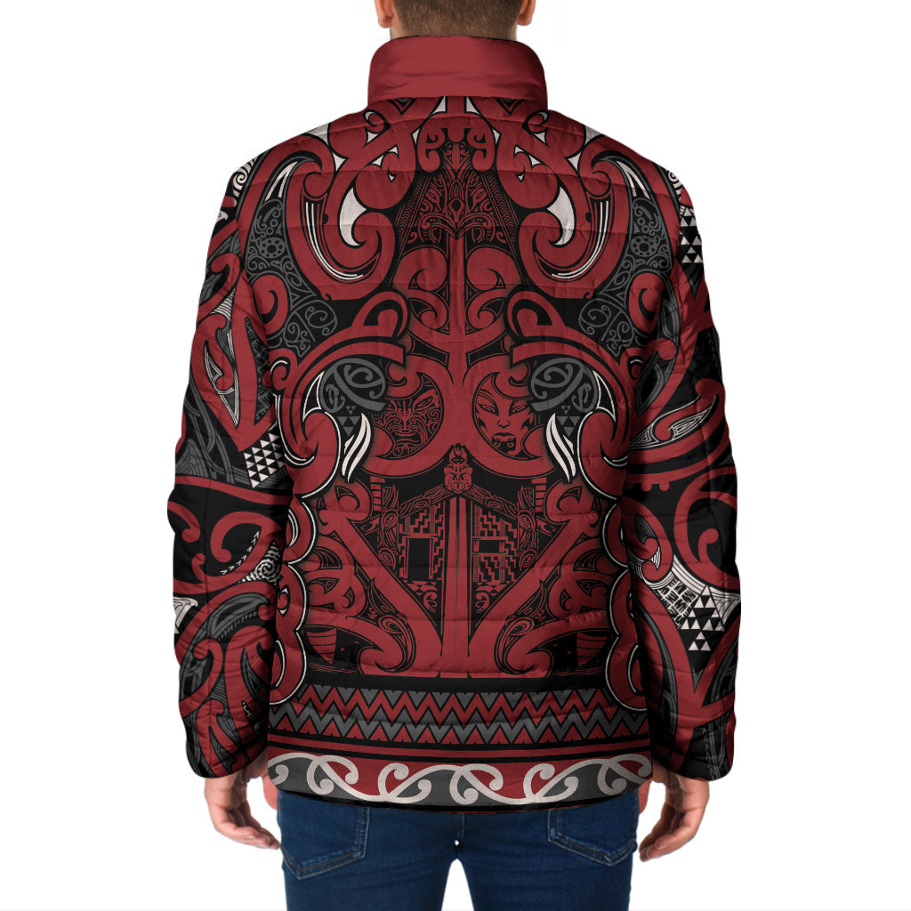 Aotearoa Iwi Ngati Toa Padded Jacket Maori Wharenui House Tribal Pattern LT9 - Polynesian Pride