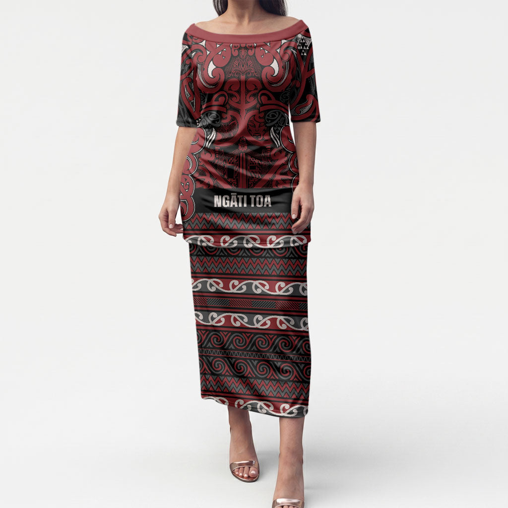 Aotearoa Iwi Ngati Toa Puletasi Maori Wharenui House Tribal Pattern LT9 Long Dress Dark Red - Polynesian Pride