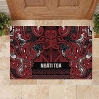 Aotearoa Iwi Ngati Toa Rubber Doormat Maori Wharenui House Tribal Pattern LT9 Dark Red - Polynesian Pride