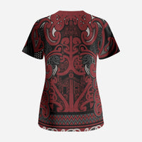 Aotearoa Iwi Ngati Toa Scrub Top Maori Wharenui House Tribal Pattern LT9 - Polynesian Pride