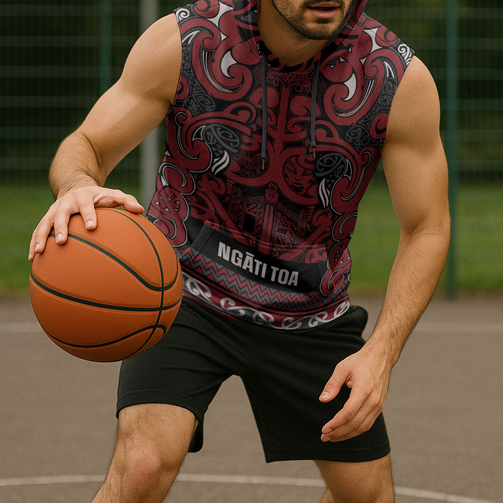 Aotearoa Iwi Ngati Toa Sleeveless Hoodie Maori Wharenui House Tribal Pattern LT9 - Polynesian Pride