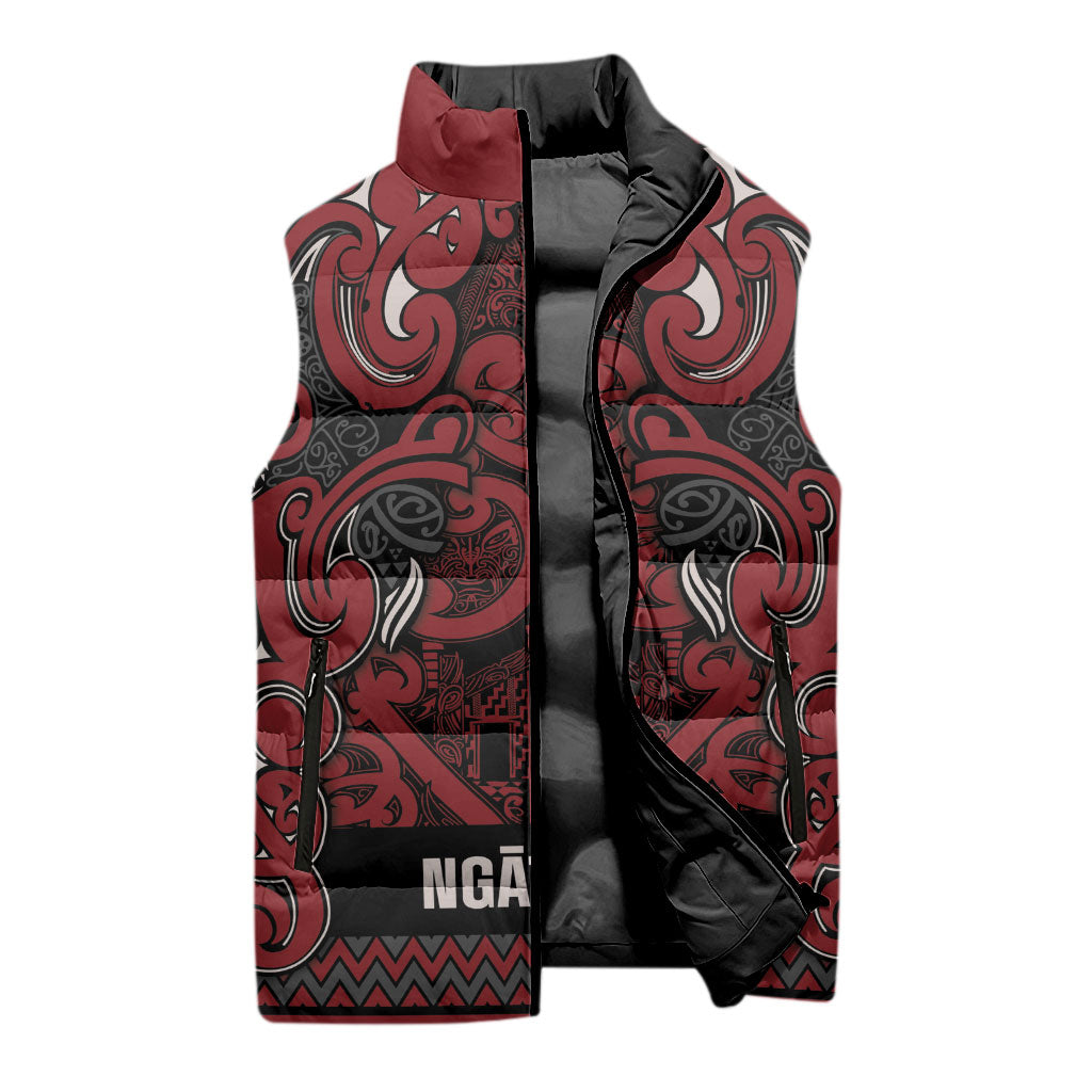Aotearoa Iwi Ngati Toa Sleeveless Puffer Jacket Maori Wharenui House Tribal Pattern LT9 - Polynesian Pride