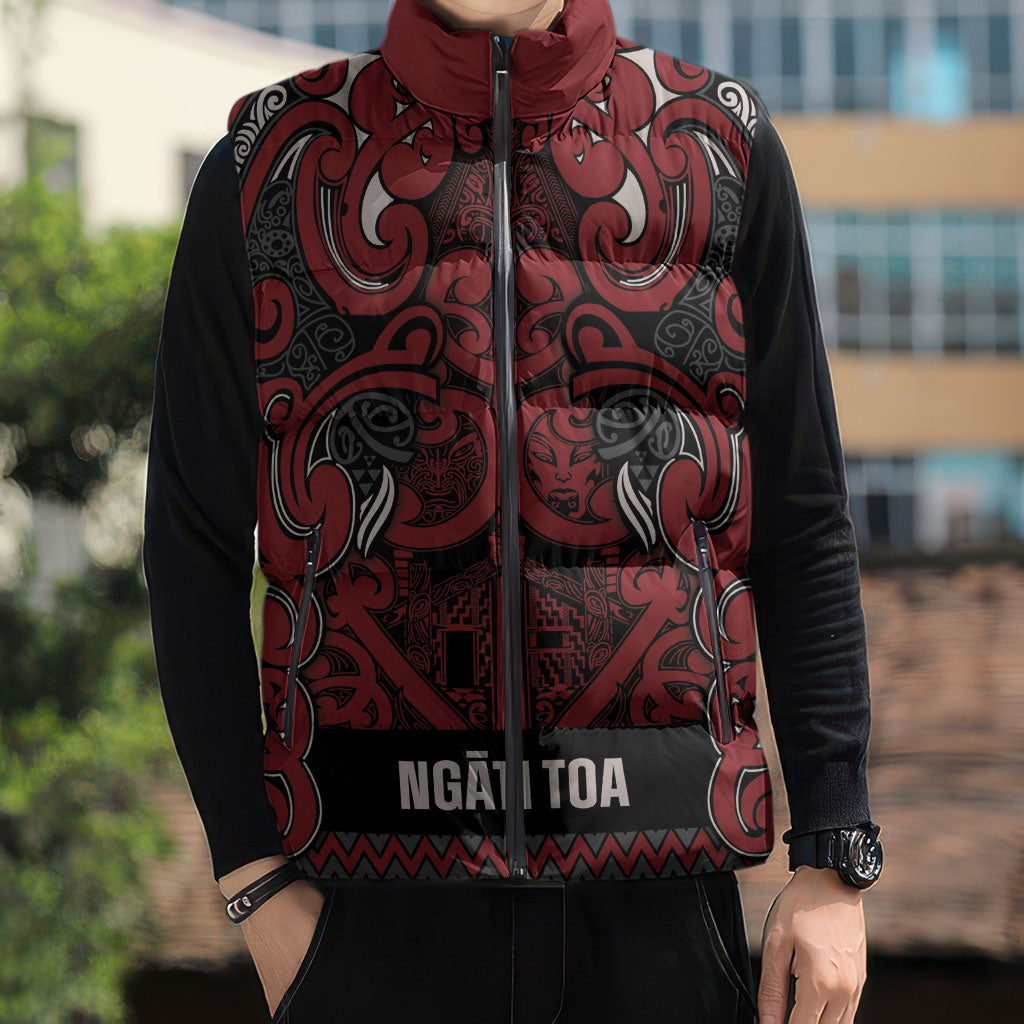 Aotearoa Iwi Ngati Toa Sleeveless Puffer Jacket Maori Wharenui House Tribal Pattern LT9 - Polynesian Pride