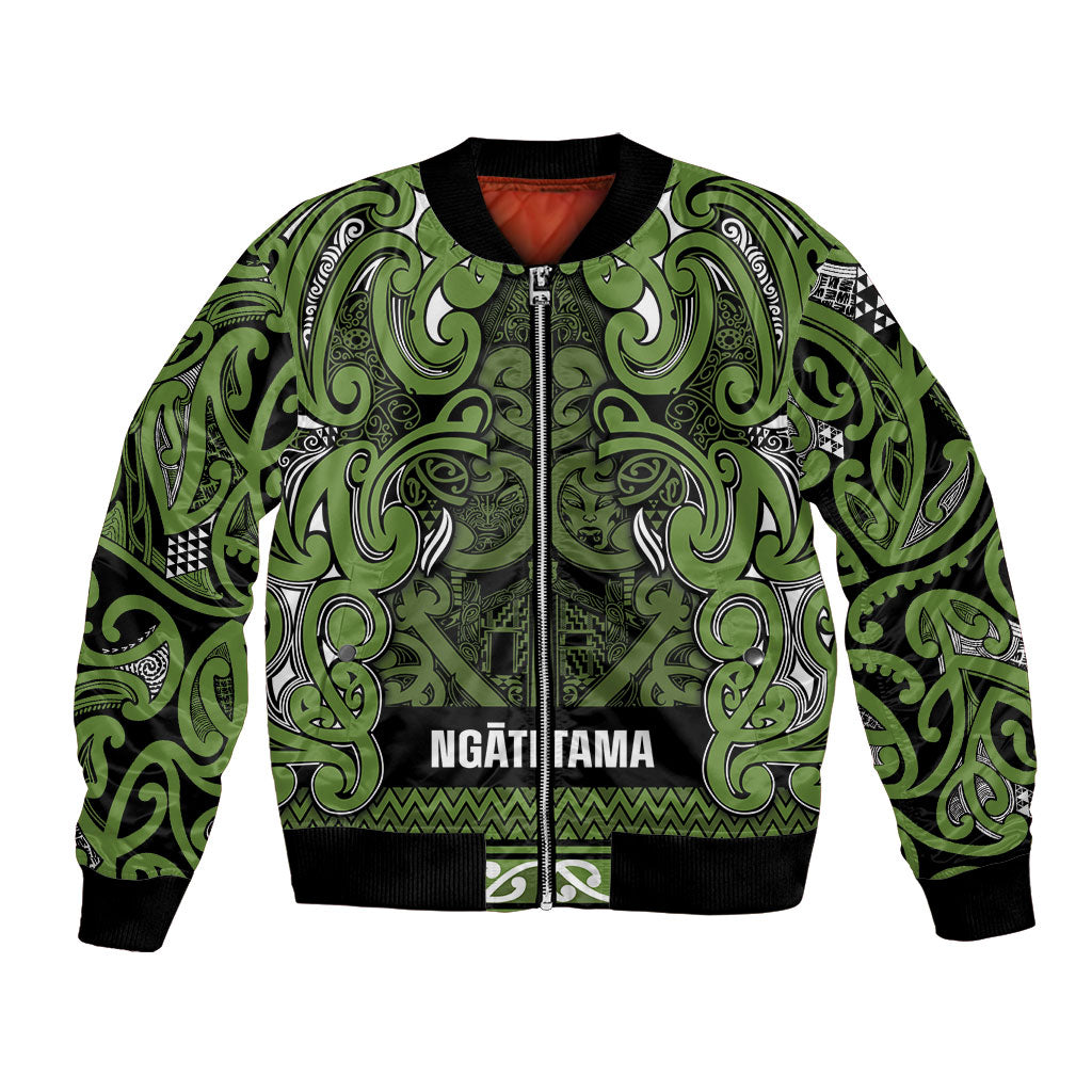 Aotearoa Iwi Ngāti Tama ki Taranaki Trust Bomber Jacket Maori Wharenui House Tribal Pattern LT9 Unisex Lime - Polynesian Pride