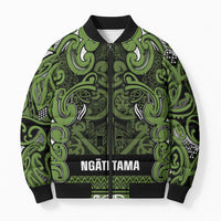 Aotearoa Iwi Ngāti Tama ki Taranaki Trust Bomber Puffer Jacket Maori Wharenui House Tribal Pattern LT9 Unisex Lime - Polynesian Pride