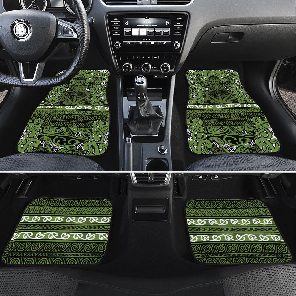 Aotearoa Iwi Ngāti Tama ki Taranaki Trust Car Mats Maori Wharenui House Tribal Pattern LT9 Set 4pcs Lime - Polynesian Pride