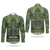 Aotearoa Iwi Ngāti Tama ki Taranaki Trust Couples Matching Puletasi and Long Sleeve Button Shirt Maori Wharenui House Tribal Pattern LT9 - Polynesian Pride