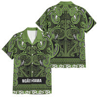 Aotearoa Iwi Ngāti Tama ki Taranaki Trust Family Matching Puletasi and Hawaiian Shirt Maori Wharenui House Tribal Pattern LT9 Dad's Shirt - Short Sleeve Lime - Polynesian Pride