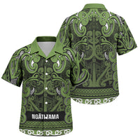 Aotearoa Iwi Ngāti Tama ki Taranaki Trust Family Matching Puletasi and Hawaiian Shirt Maori Wharenui House Tribal Pattern LT9 Son's Shirt Lime - Polynesian Pride