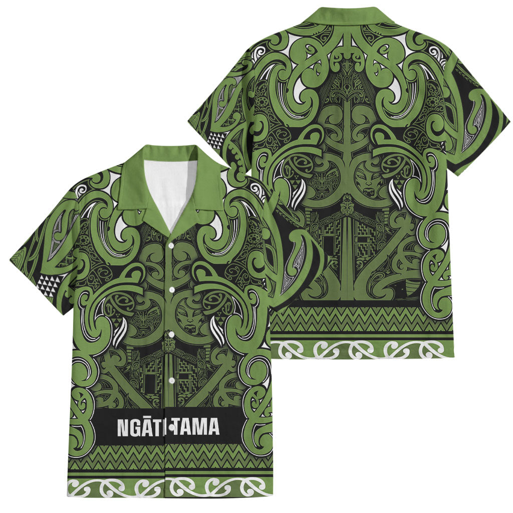 Aotearoa Iwi Ngāti Tama ki Taranaki Trust Family Matching Tank Maxi Dress and Hawaiian Shirt Maori Wharenui House Tribal Pattern LT9 Dad's Shirt - Short Sleeve Lime - Polynesian Pride