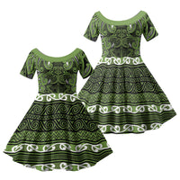 Aotearoa Iwi Ngāti Tama ki Taranaki Trust Family Matching Tank Maxi Dress and Hawaiian Shirt Maori Wharenui House Tribal Pattern LT9 Daughter's Dress Lime - Polynesian Pride