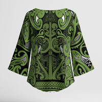 Aotearoa Iwi Ngāti Tama ki Taranaki Trust Kimono Sleeve Blouse Maori Wharenui House Tribal Pattern LT9 - Polynesian Pride
