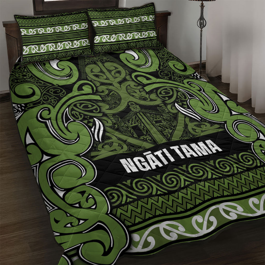 Aotearoa Iwi Ngāti Tama ki Taranaki Trust Quilt Bed Set Maori Wharenui House Tribal Pattern LT9 Lime - Polynesian Pride