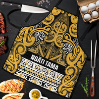 Aotearoa Iwi Ngāti Tama ki Te Waipounamu Trust Apron Maori Wharenui House Tribal Pattern LT9 Gold - Polynesian Pride