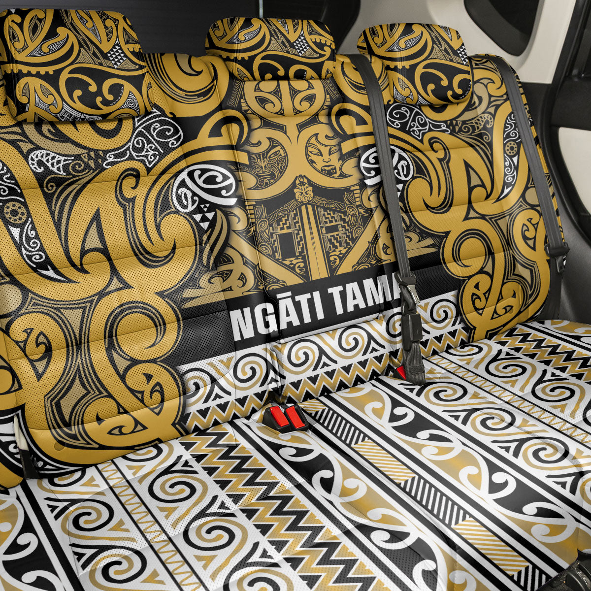 Aotearoa Iwi Ngāti Tama ki Te Waipounamu Trust Back Car Seat Cover Maori Wharenui House Tribal Pattern LT9 - Polynesian Pride