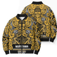 Aotearoa Iwi Ngāti Tama ki Te Waipounamu Trust Bomber Puffer Jacket Maori Wharenui House Tribal Pattern LT9 - Polynesian Pride