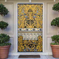 Aotearoa Iwi Ngāti Tama ki Te Waipounamu Trust Door Cover Maori Wharenui House Tribal Pattern LT9 Gold - Polynesian Pride
