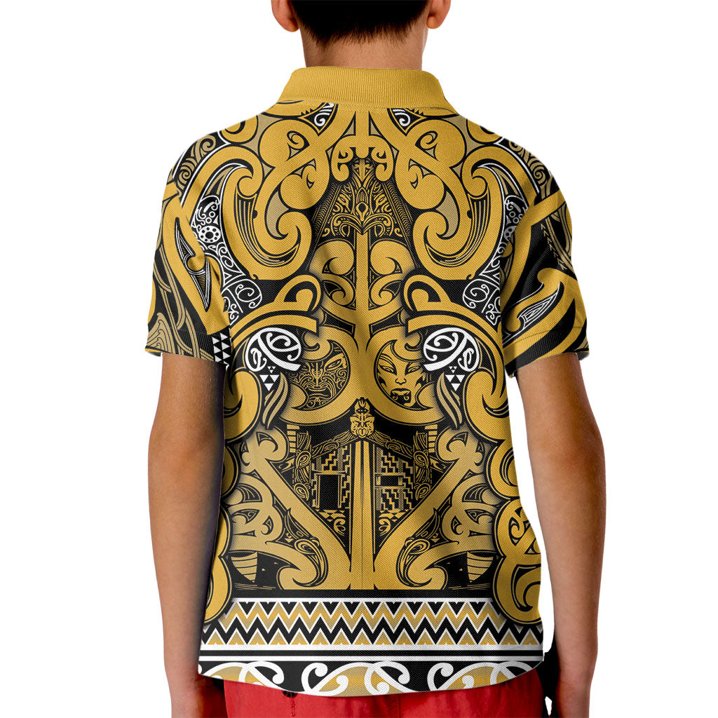 Aotearoa Iwi Ngāti Tama ki Te Waipounamu Trust Kid Polo Shirt Maori Wharenui House Tribal Pattern LT9 - Polynesian Pride