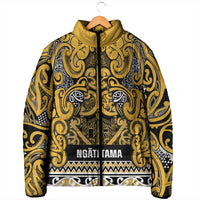 Aotearoa Iwi Ngāti Tama ki Te Waipounamu Trust Padded Jacket Maori Wharenui House Tribal Pattern LT9 - Polynesian Pride