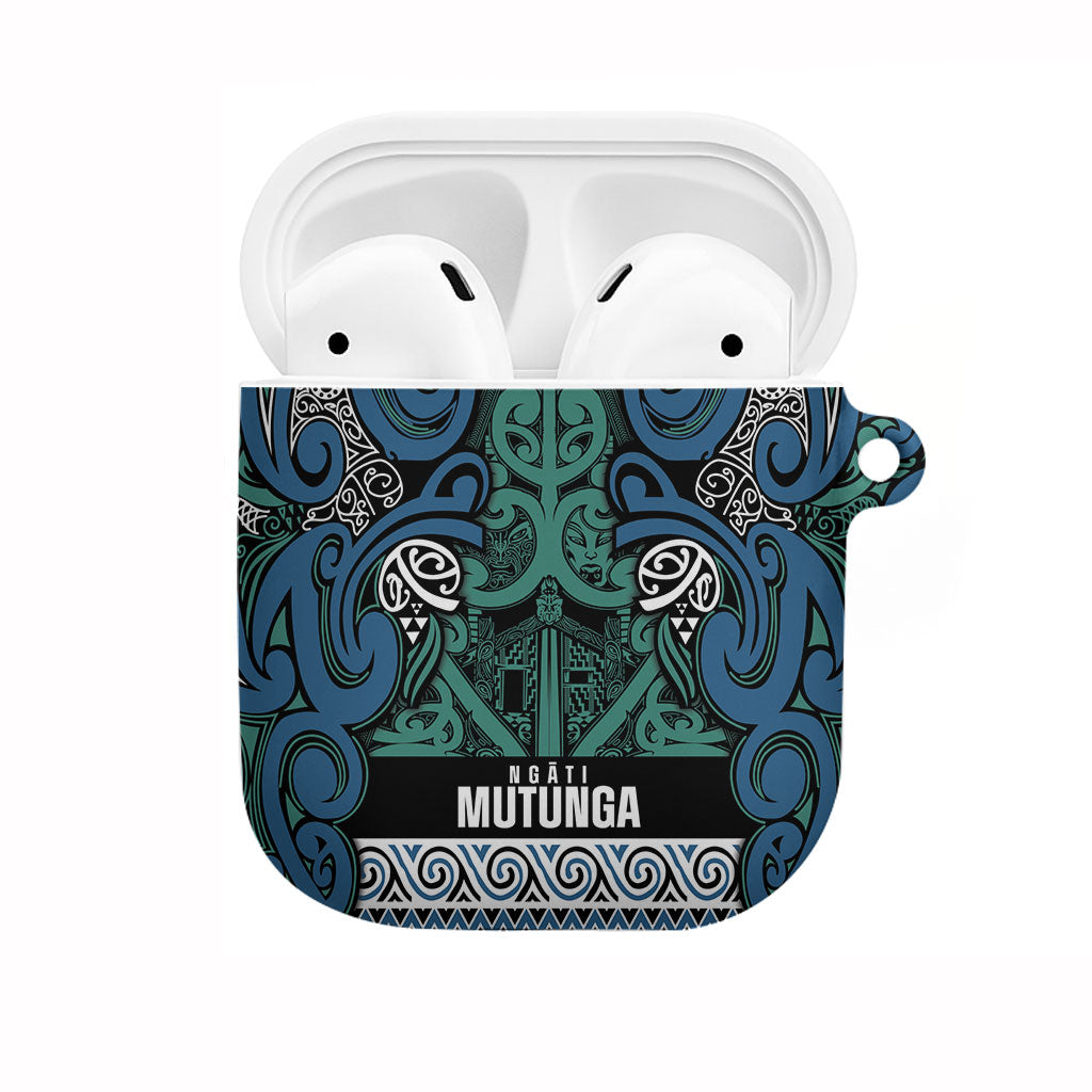 Aotearoa Iwi Ngati Mutunga AirPods Case Maori Wharenui House Tribal Pattern LT9 Ocean Blue - Polynesian Pride