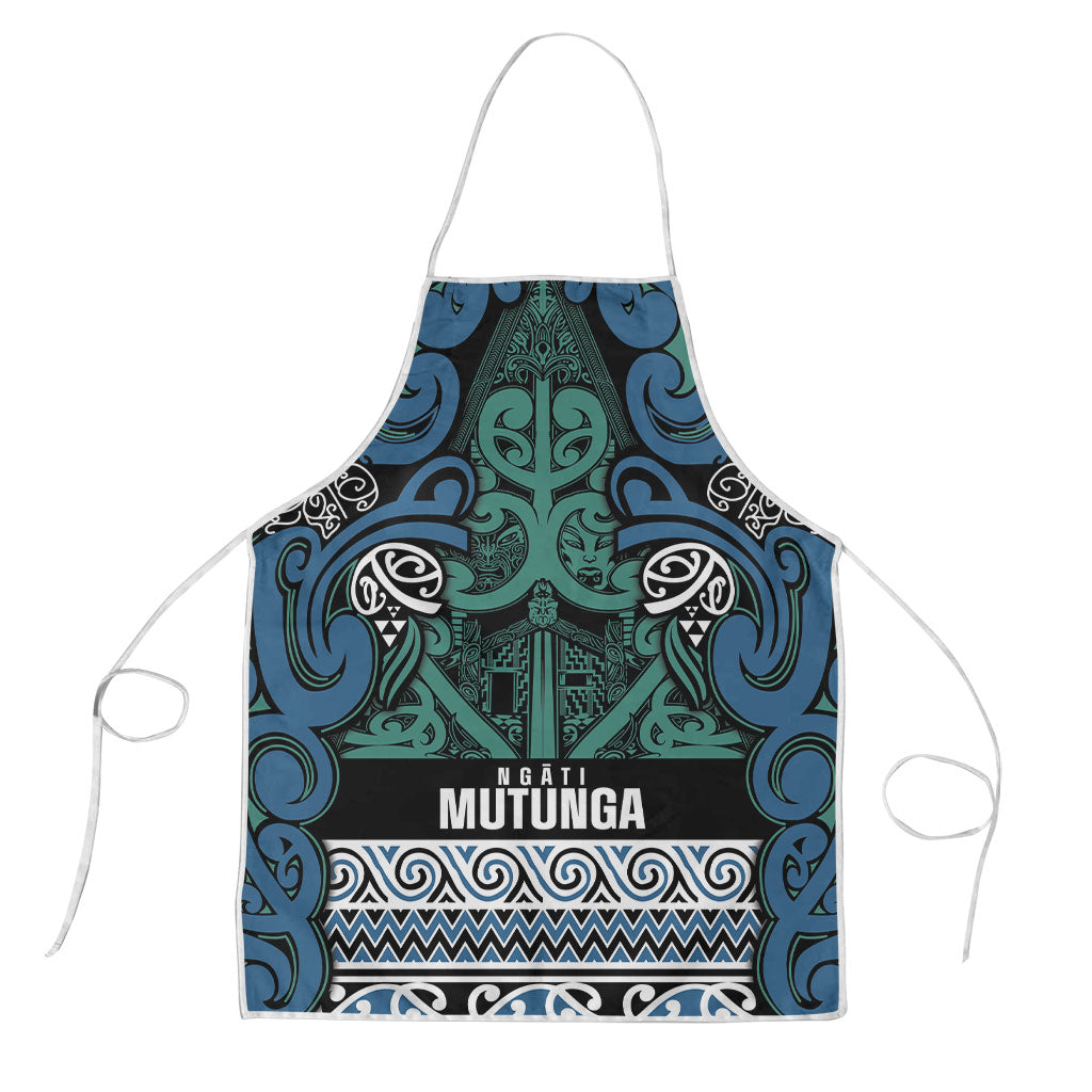 Aotearoa Iwi Ngati Mutunga Apron Maori Wharenui House Tribal Pattern LT9 Ocean Blue - Polynesian Pride