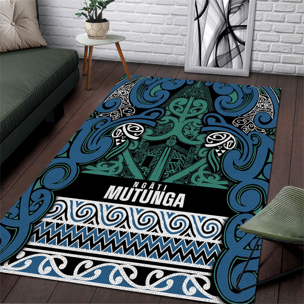 Aotearoa Iwi Ngati Mutunga Area Rug Maori Wharenui House Tribal Pattern LT9 Ocean Blue - Polynesian Pride