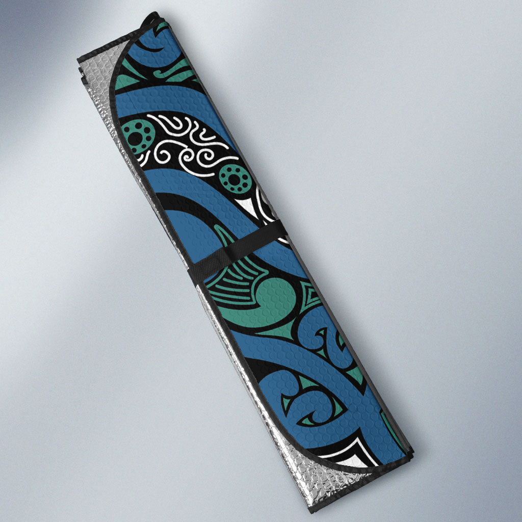 Aotearoa Iwi Ngati Mutunga Auto Sun Shade Maori Wharenui House Tribal Pattern LT9 - Polynesian Pride