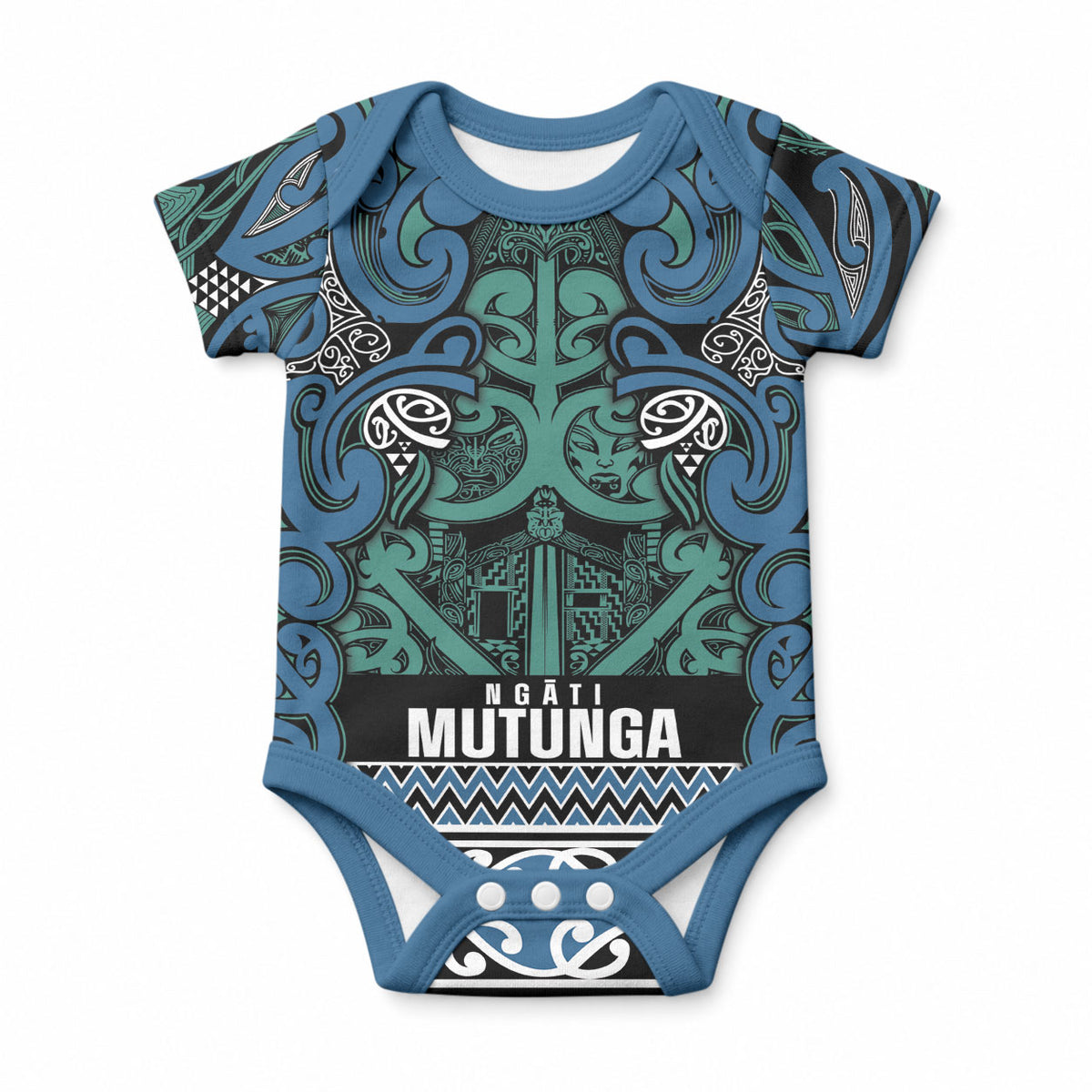 Aotearoa Iwi Ngati Mutunga Baby Onesie Maori Wharenui House Tribal Pattern