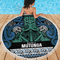 Aotearoa Iwi Ngati Mutunga Beach Blanket Maori Wharenui House Tribal Pattern LT9 - Polynesian Pride