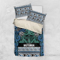 Aotearoa Iwi Ngati Mutunga Bedding Set Maori Wharenui House Tribal Pattern LT9 US Twin 172cm x 218cm Ocean Blue - Polynesian Pride