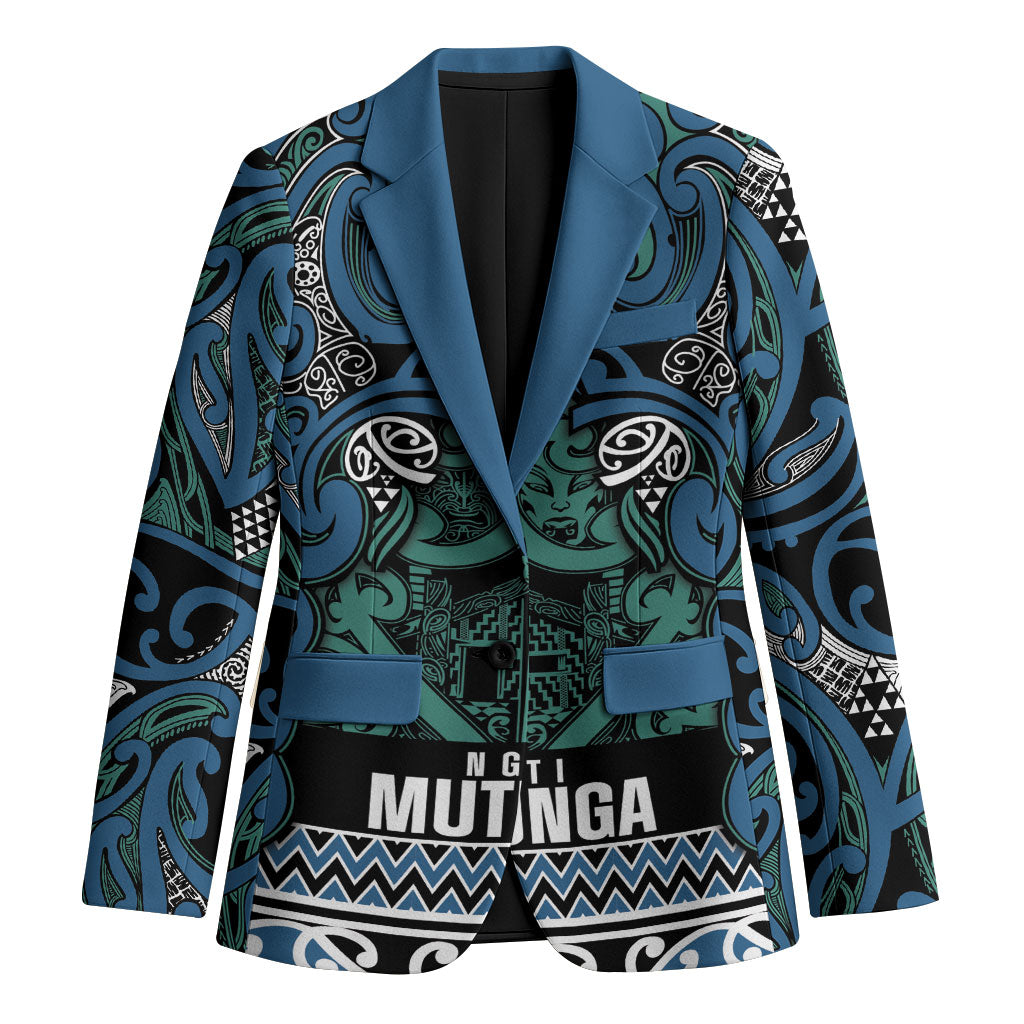 Aotearoa Iwi Ngati Mutunga Blazer Maori Wharenui House Tribal Pattern LT9 Unisex Ocean Blue - Polynesian Pride