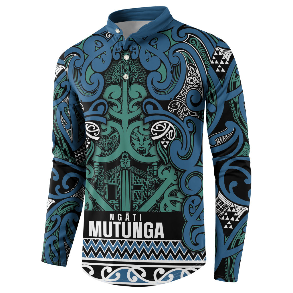 Aotearoa Iwi Ngati Mutunga Button Sweatshirt Maori Wharenui House Tribal Pattern LT9 - Polynesian Pride