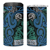 Aotearoa Iwi Ngati Mutunga 4 in 1 Can Cooler Tumbler Maori Wharenui House Tribal Pattern LT9 One Size: 16 oz Ocean Blue - Polynesian Pride