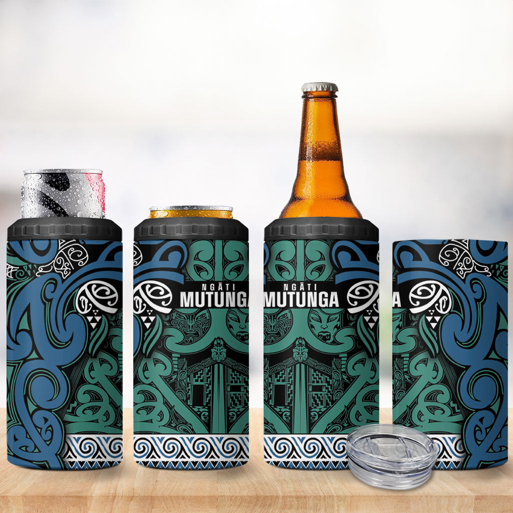 Aotearoa Iwi Ngati Mutunga 4 in 1 Can Cooler Tumbler Maori Wharenui House Tribal Pattern LT9 - Polynesian Pride