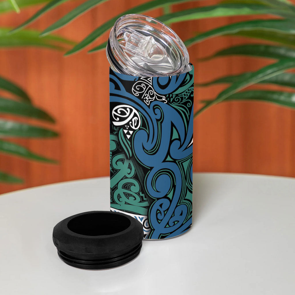 Aotearoa Iwi Ngati Mutunga 4 in 1 Can Cooler Tumbler Maori Wharenui House Tribal Pattern LT9 - Polynesian Pride