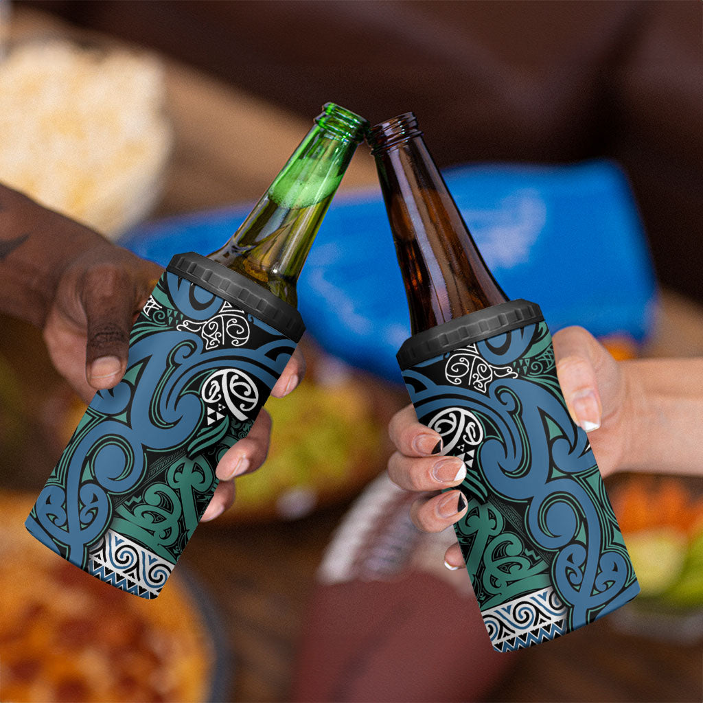 Aotearoa Iwi Ngati Mutunga 4 in 1 Can Cooler Tumbler Maori Wharenui House Tribal Pattern LT9 - Polynesian Pride