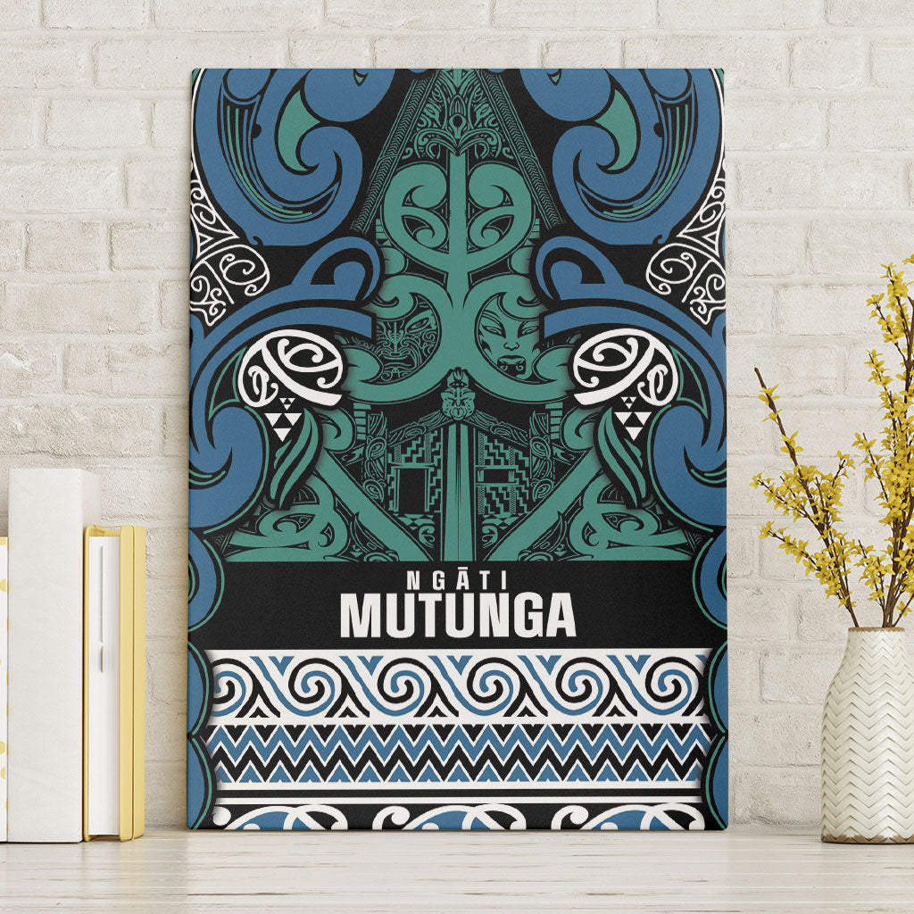 Aotearoa Iwi Ngati Mutunga Canvas Wall Art Maori Wharenui House Tribal Pattern LT9 Without Frame Ocean Blue - Polynesian Pride