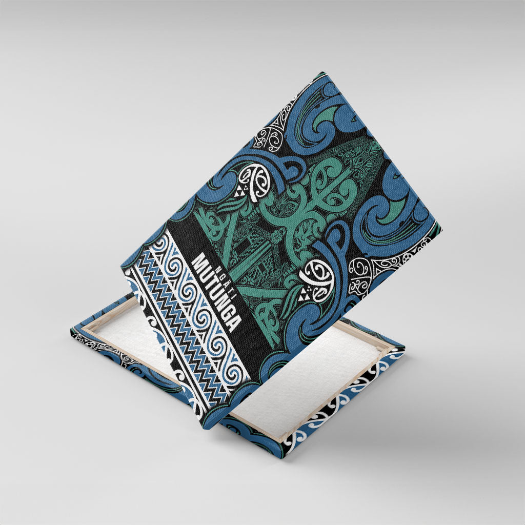 Aotearoa Iwi Ngati Mutunga Canvas Wall Art Maori Wharenui House Tribal Pattern LT9 With Frame Ocean Blue - Polynesian Pride