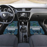 Aotearoa Iwi Ngati Mutunga Car Mats Maori Wharenui House Tribal Pattern LT9 Set 2pcs - Front Ocean Blue - Polynesian Pride