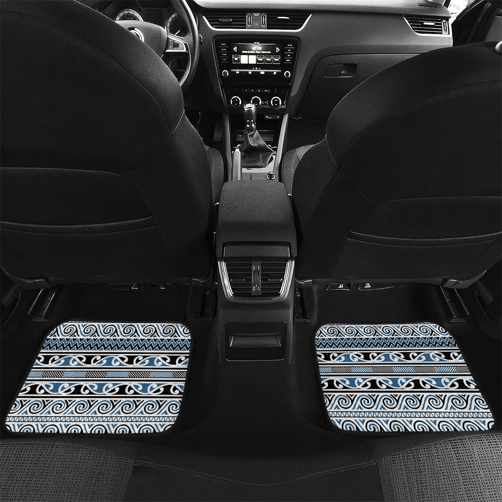 Aotearoa Iwi Ngati Mutunga Car Mats Maori Wharenui House Tribal Pattern LT9 Set 2pcs - Back Ocean Blue - Polynesian Pride