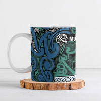 Aotearoa Iwi Ngati Mutunga Ceramic Mug Maori Wharenui House Tribal Pattern LT9 Ocean Blue - Polynesian Pride