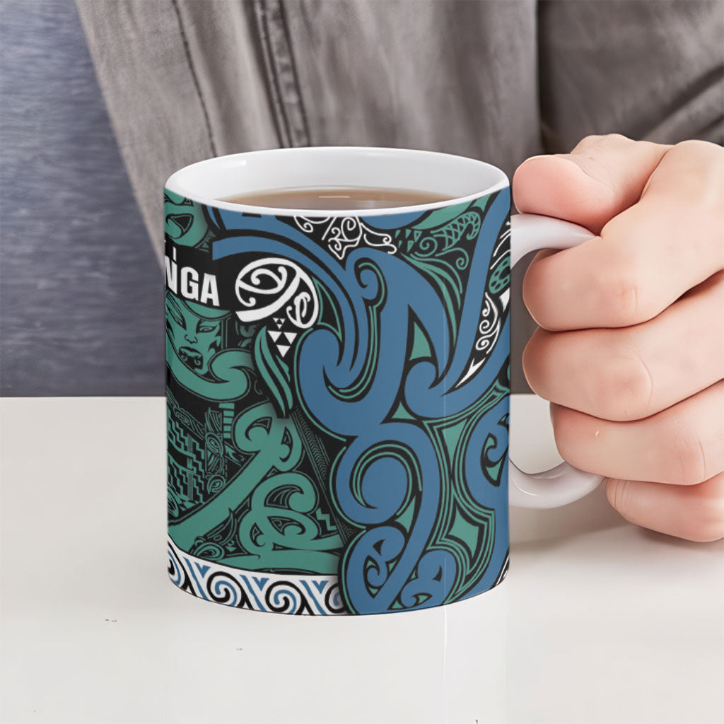 Aotearoa Iwi Ngati Mutunga Ceramic Mug Maori Wharenui House Tribal Pattern LT9 - Polynesian Pride