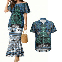 Aotearoa Iwi Ngati Mutunga Couples Matching Mermaid Dress and Hawaiian Shirt Maori Wharenui House Tribal Pattern LT9 Ocean Blue - Polynesian Pride