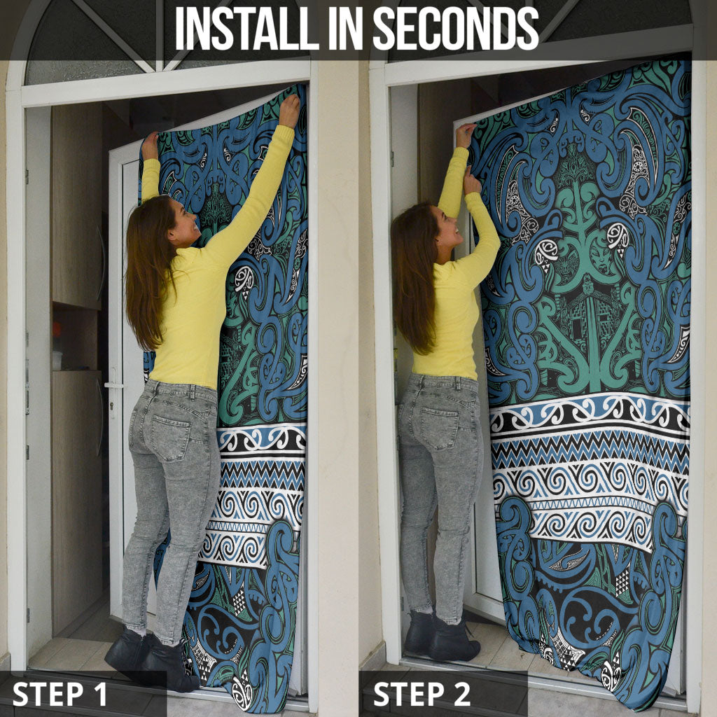 Aotearoa Iwi Ngati Mutunga Door Cover Maori Wharenui House Tribal Pattern LT9 - Polynesian Pride