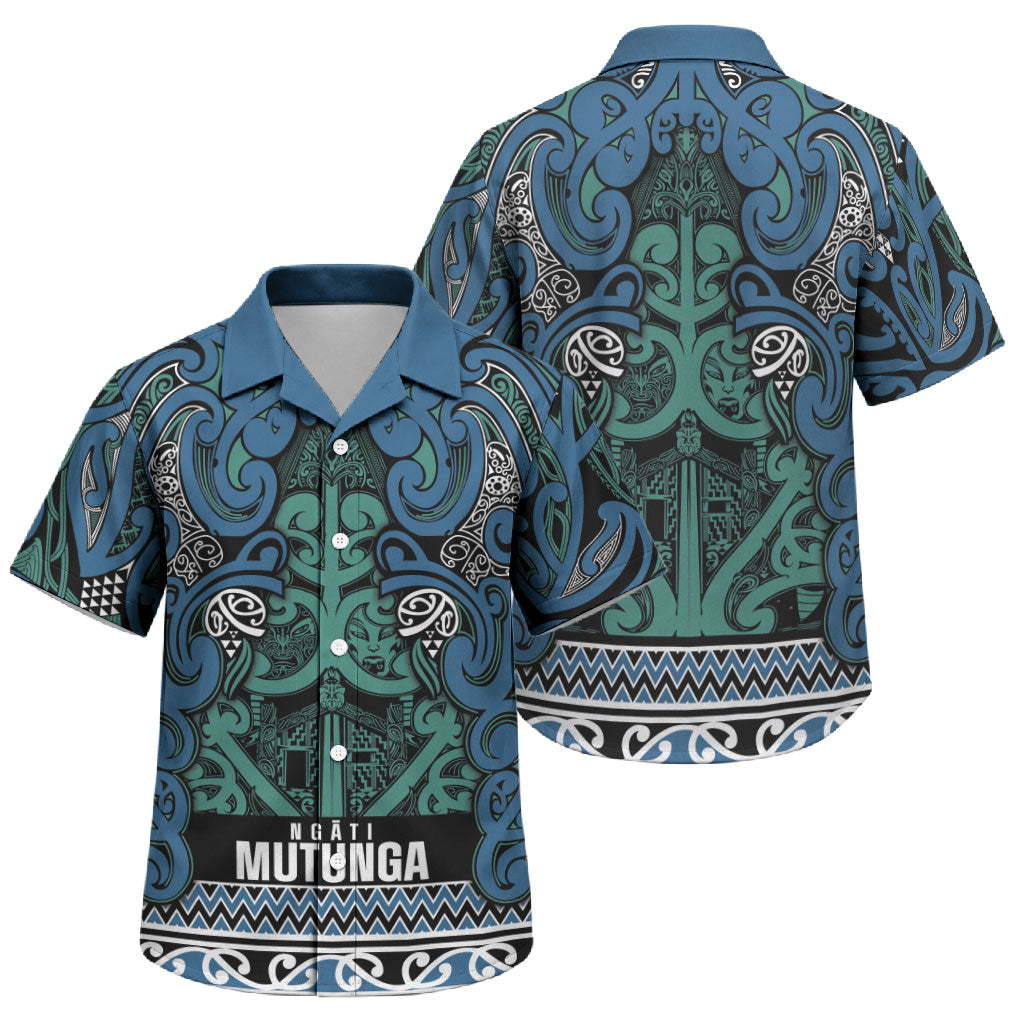 Aotearoa Iwi Ngati Mutunga Family Matching Long Sleeve Bodycon Dress and Hawaiian Shirt Maori Wharenui House Tribal Pattern LT9 Son's Shirt Ocean Blue - Polynesian Pride